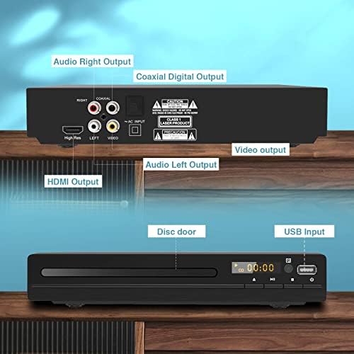 HD DVD Player, CD Players for Home, DVD Players for TV, HDMI and RCA Cable Included, Up-Convert to HD 1080p, All Region, Breakpoint Memory