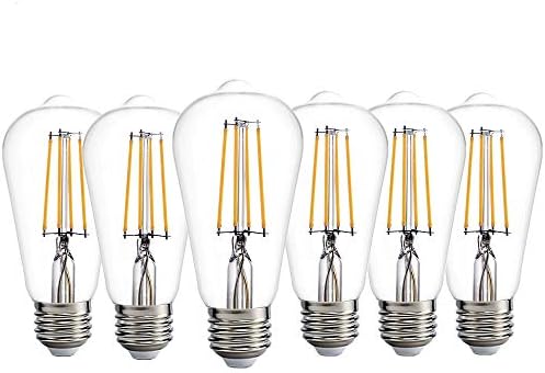 Dusk to Dawn LED Lights Bulb,Photocell Sensor Bulb, Auto Turn On/Off, ST58 ST19 60W Edison Replacement, E26 8W 800lm,Warm White 2700K for outdoor wall light fixture Garden Garage Porch Pack of 2