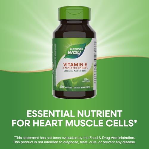 Nature's Way Vitamin E, D-Alpha Tocopherol, Essential Antioxidant, Helps Neutralize Free Radicals*, 268 mg per Serving, 100 Softgels (Packaging May Vary)