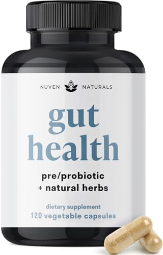 Nuven Naturals All-in-One Gut Health w/Probiotics, Prebiotics, Digestion-Supporting Herbs