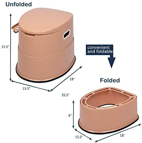 VINGLI Portable Toilet | Indoor Outdoor Commode w/Detachable Inner Bucket & Removable Paper Holder, Lightweight & Compact for Camping, Boat, Van