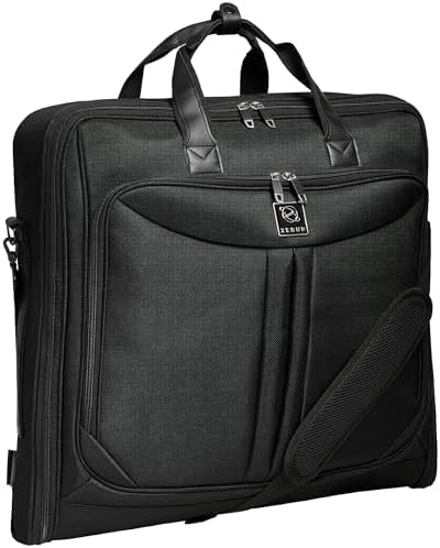 Premium Suit Garment Bag Carry On - Hangs 4 Suits - Travel & Business with Shoulder Strap and Laptop Compartment