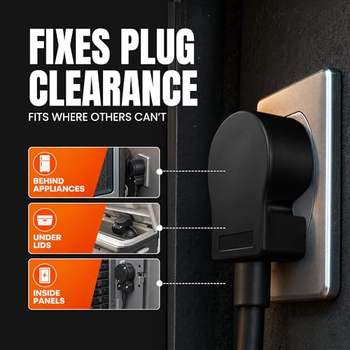 515AN 90 Degree Right Angle Male Plug, 15 Amp 120v 125 Volt NEMA 5-15P, 2Pole 3Wire, Straight Blade Replacement Electrical Plug Extension Cord End - Commercial Grade 15A (Black, 1-PACK)