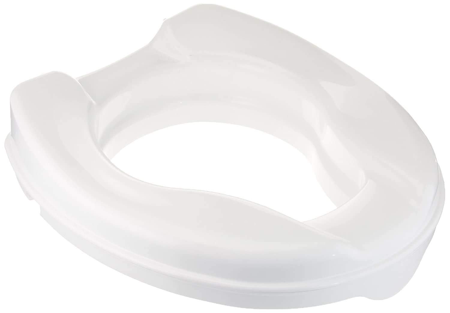Homecraft Savanah Raised Toilet Seat, 2" High Elevated Toilet Seat Locks Onto Most Toilets, Portable Assistance Commode Seat with Sturdy Brackets