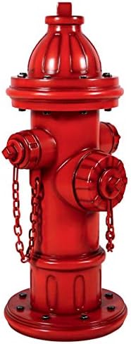 Design Toscano Dog's Second Best Friend Fire Hydrant Pee Post Indoor/Outdoor Statue, Medium 14 Inch Tall, Cast Stone Resin, Red Painted Finish
