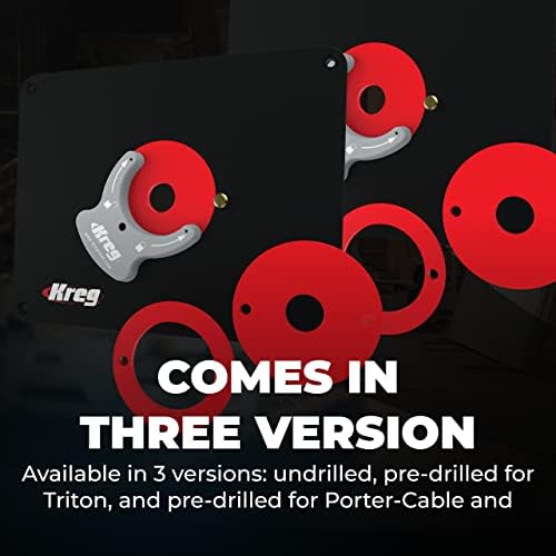 Kreg Precision Router Table Insert Plate - Predrilled for Porter Cable 690 890 and Bosch 1617 Routers - Level-Loc Rings - PRS4036