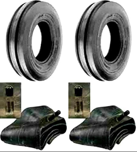 Set of Two 5.50-16 Front Tractor Tires Tri Rib F2 W/Tubes 4 Ply Rated