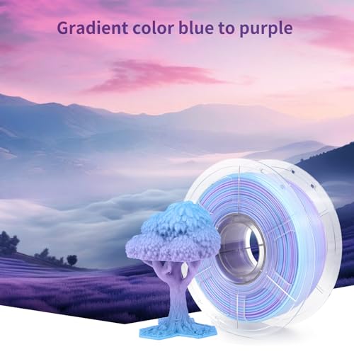 IEMAI Translucent PETG 3D Printer Filament 1.75mm 1kg Blue-Purple Gradient | Dual-Color Gradient with Glossy Translucent Finish