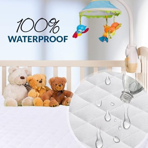 PlushDeluxe Waterproof King Mattress Protector, Terry Cotton | Fitted Sheet Bed Cover, Deep Stretchable Pockets, 76"x80"x18", Noiseless, Breathable, Hypoallergenic, Mite Proof, Washable