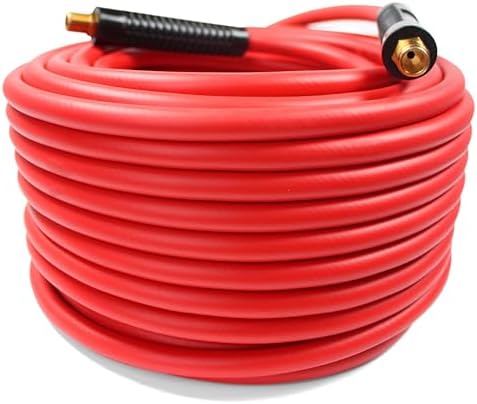 MaxWorks 50 Foot Auto Rewind Retractable Air Hose Reel with 3/8" Rubber Hose 250 PSI Heavy Duty Steel Spring Multi Position Ratchet and Solid Brass Fittings for Garage and Workshop (80720)