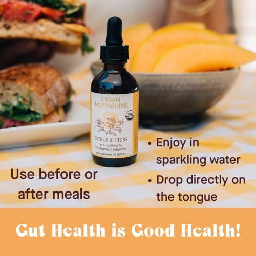 Urban Moonshine Original Digestive Bitters - Debloat - Gut Health - 2 Fl Oz | Fast-Acting Bitters for Digestion - Relieves Occasional Heartburn & Indigestion - Appetite Regulation - Certified Organic