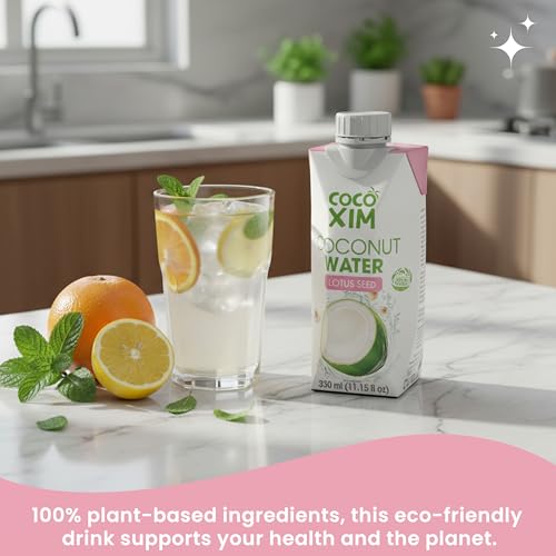 COCOXIM Ready to Drink Coconut Water with Lotus Seed, 11 oz, Pack of 12