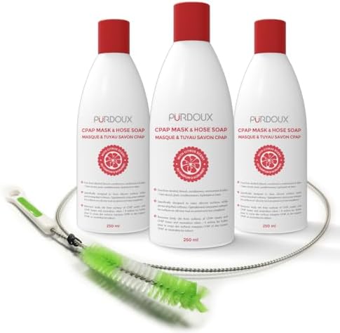 Purdoux CPAP Cleaning Bundle – 6ft Hose Brush + 3-Pack Citrus CPAP Mask & Hose Soap – Compatible with CPAP Machines