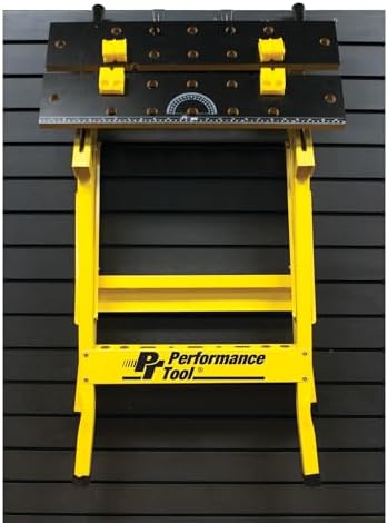 Performance Tool W54025 Portable Folding Workbench and Vise | 200 lb capacity folding work table. Printed grid