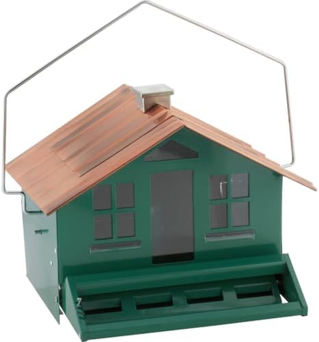 Perky-Pet 339-1SR Squirrel-Be-Gone II Home Style Bird Feeder with Chimney, Squirrel Proof Bird Feeder with Weight-Activated Perches