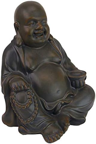 Design Toscano Jolly Hotei Laughing Man Asian Decor Indoor/Outdoor Garden Statue, 26 inches tall, Cast Stone Resin, Two Tone Stone Finish