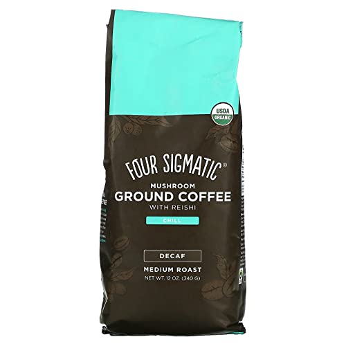 Four Sigmatic Organic Focus Mushroom Ground Coffee | Dark Roast, Organic Coffee with Lion's Mane & Chaga Mushroom for Mental Clarity & Energy Support | 12oz Bag