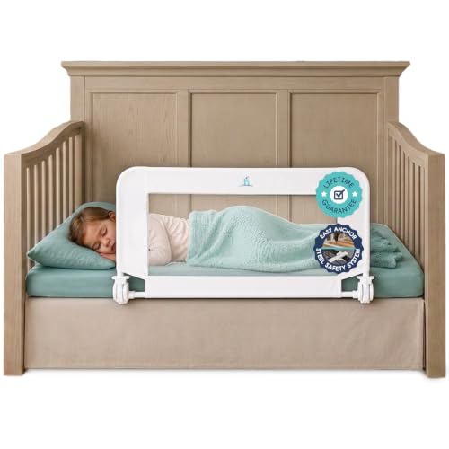 Hiccapop Convertible Crib Bed Rail for Toddlers, Crib Rail Guard, White
