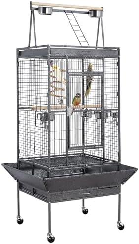 Yaheetech 69" Large Bird Cage, Rolling Parrot Cage for Parakeets Cockatiels | Play Top with Ladder & Feeders, Slide-Out Tray, Rolling Stand