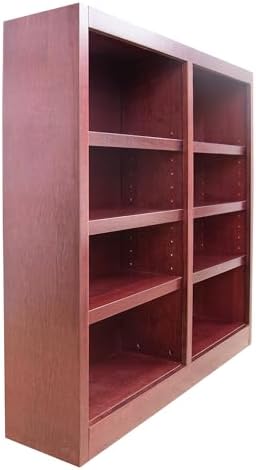 Traditional 48" Tall 8-Shelf Double Wide Wood Bookcase in Cherry