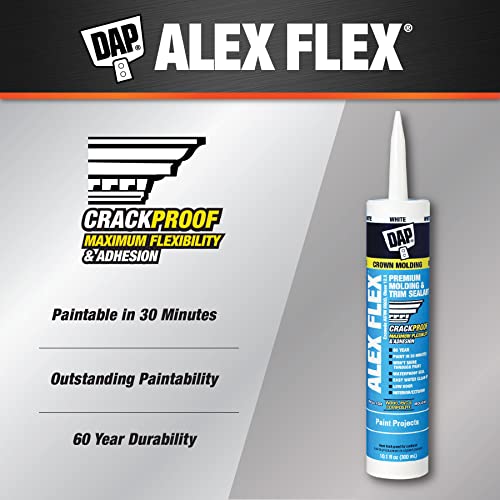 DAP Alex Flex Premium Molding & Trim Siliconized Sealant, White, 10.1 Oz (7079818542)