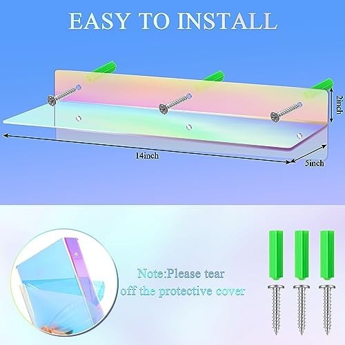 Blulu 8 Pcs Clear Acrylic Shelves 14 x 5 x 2 Inches Clear