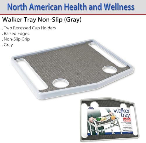 North American Health +Wellness Walker Tray, Gray, 1 Count (Pack of 1)