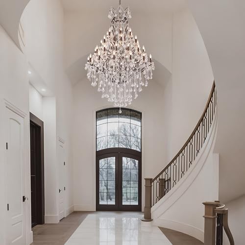 42 Lights Large Crystal Chandeliers for High Ceilings Maria Theresa Chandelier Light Fixture Heavy Vintage Chandelier for Foyer Hallway Entryway