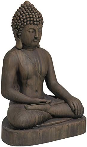 John Timberland Sitting Buddha 29 1/2" High Sandstone Outdoor Statue | Sculpture Zen Asian Japanese Garden Decor Front Porch Patio Yard Outside Home Balcony House Exterior Weathered Light Finish