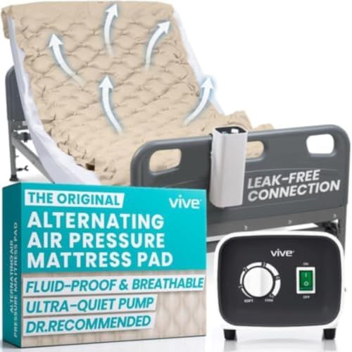 Vive Alternating Air Pressure Mattress Pad - The Original Bed Sore Solution | Dr. Recommended Hospital Bed Topper for Bedridden Patients - Includes Waterproof, Breathable Ulcer Cushion & Quiet Pump