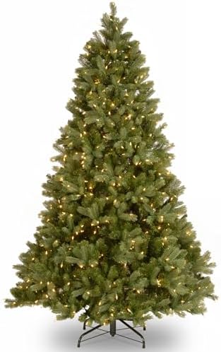 National Tree Company 7.5ft Pre-Lit Downswept Douglas Fir Christmas Tree | 750 LED Lights, 1,867 Tips, 10 Light Functions, PowerConnect, Foot Pedal, Includes Stand, Artificial, Green
