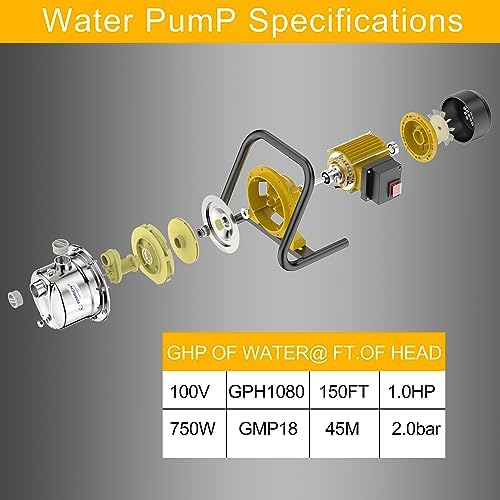 TDRRICH 1HP Water Pressure Booster Pump for Whole House