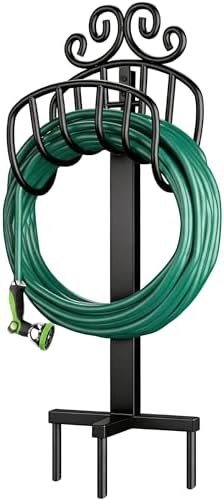 AMAGABELI GARDEN & HOME Hose Holder for Outside Freestanding 150 Feet Christmas Gift Heavy Duty Metal Detachable Rustproof Hose Stand Hanger