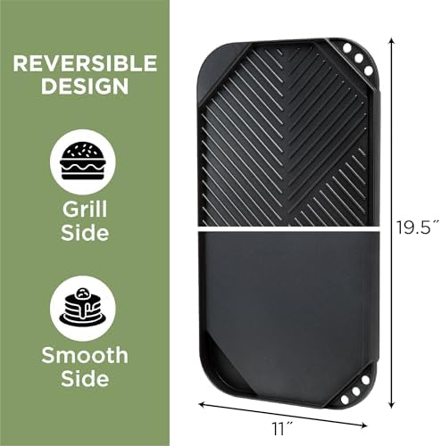 Ecolution Reversible Grill/Griddle Pan, Non-Stick, Dishwasher Safe, Double Burner Family Griddle Grill Pan Cookware, Cast Aluminum