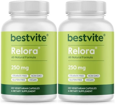 BESTVITE Filler-Free Relora 250mg (120 Veg Caps) - Clinically Researched | No Stearates – Vegan – No Fillers – Supports the Management of Occasional Stress* - Easy to Swallow Capsules
