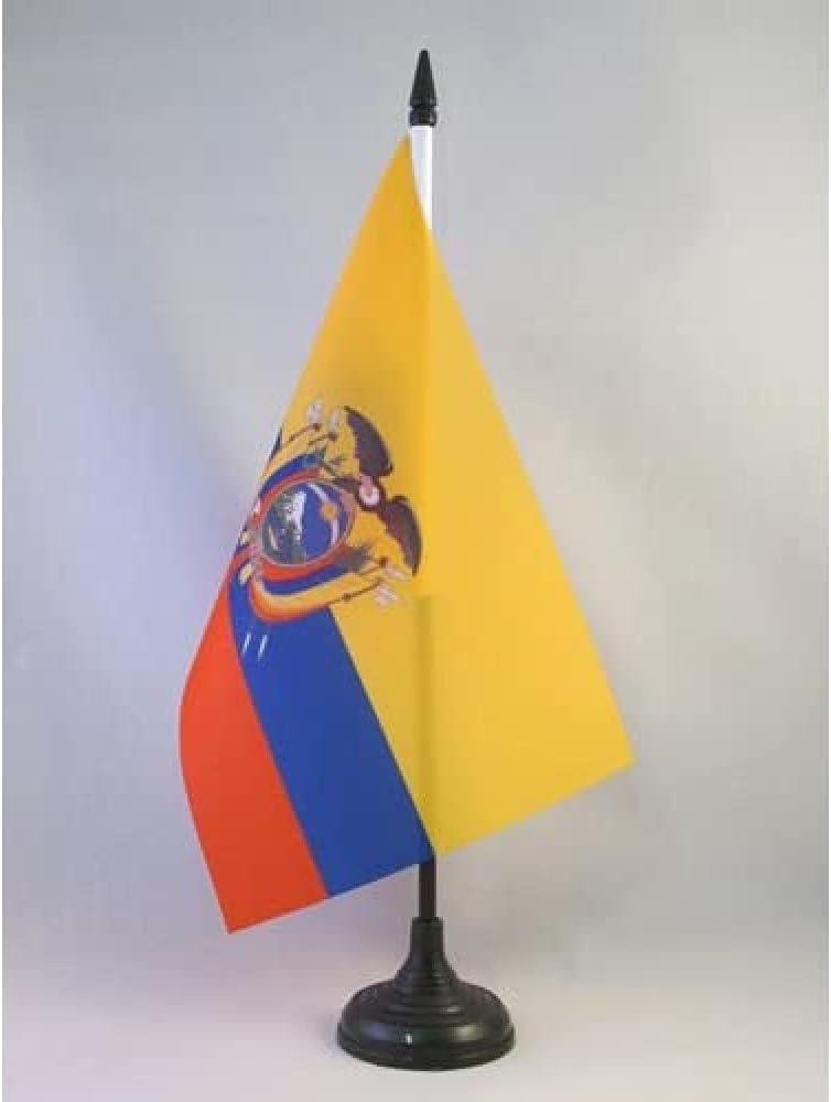 AZ FLAG Nicaragua Table Flag 4x6 in 100D Polyester Plastic Base | Indoor use Nicaraguan 15x10 cm desk flag stitched finish with reinforced edges with plastic pole