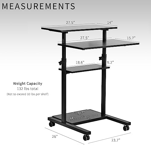 VIVO Black Mobile 28 inch Standing Desk Workstation, CART-V02DB