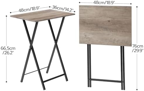 HOOBRO Folding TV Tray Tables, Set of 4 TV Trays with Storage Rack, Industrial Side Table for Eating at Couch, Foldable Snack Table for Small Space