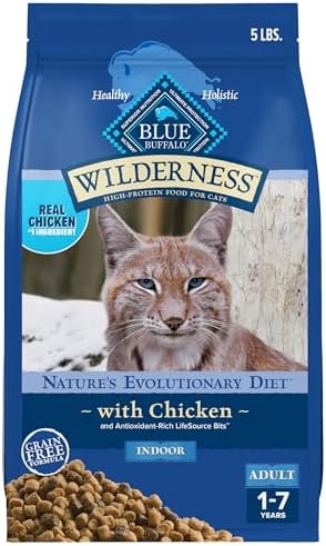 Blue Buffalo Wilderness Chicken Adult Indoor Dry Cat Food, Grain-Free, 5 lb | High Protein, Real Chicken #1 Ingredient