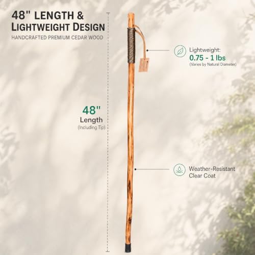 FOREST PILOT One Piece Fir Wood Hiking Stick 48 inches