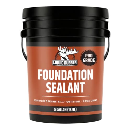 Liquid Rubber Foundation Sealant - Basement Waterproof Sealer, Black, 5 Gal | Flexible Elastomeric Coating - Crack Filler, Leak Repair, Basement Waterproofing Solution, Indoor/Outdoor Use, DIY Protection