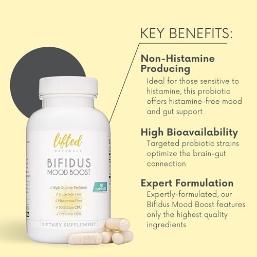 Probiotics 30 Billion CFU - Bifidus Mood Support Supplement w/prebiotics & probiotics for Women and Men - Mood & Digestion Support- Histamine Free