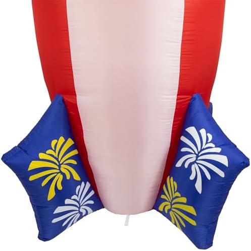 LED Lighted Inflatable Americana Rocket Outdoor Decoration - 8' - Clear Lights