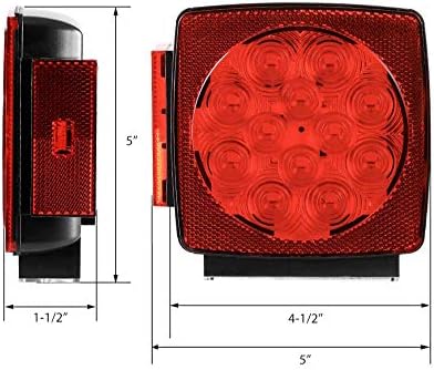 MAXXHAUL 50343 12V LED Submersible Left and Right Trailer Lights for Trailers Less than 80" Wide