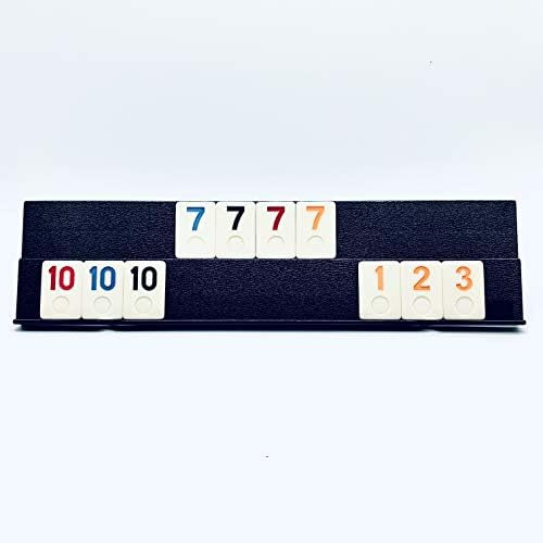 Rummy Tiles Game, 106 Tiles Rummy Game, 4 Durable Full-Size Racks, Black Travel Case for Easy Carrying