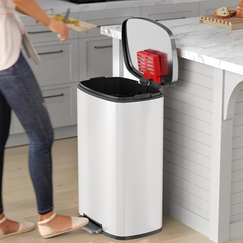 iTouchless SoftStep 13.2 Gallon Stainless Steel Step Pedal Garbage Can with with Odor Control System, 50 Liter Trash Bin for Kitchen, Office