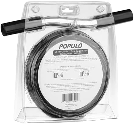 POPULO 25FT Replaceable Cable, Compatible with POPULO Electric Drain Auger(CADL-2004, PEDC-23), Supports Manual Operation.