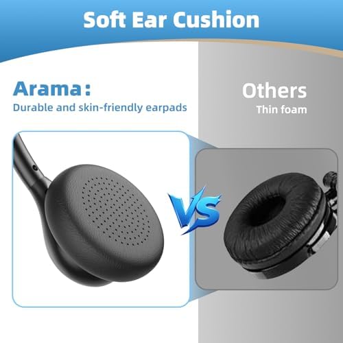 Arama Cordless Phone Headset with Microphone, 2.5mm Jack Telephone Headset for Office Landline, Noise-Cancelling Mic & Volume Control, Wired Headphones Compatible with Panasonic AT&T Vtech Uniden