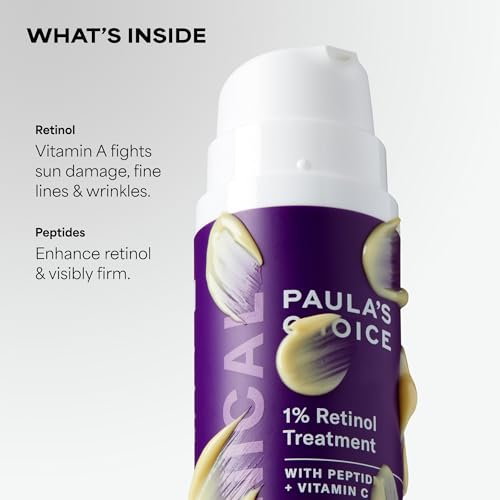 Paula's Choice CLINICAL 1% Retinol Face Treatment with Peptides | Anti-Aging Face Serum with Vitamin C & Licorice Extract for Fine Lines & Wrinkles, Fragrance Free