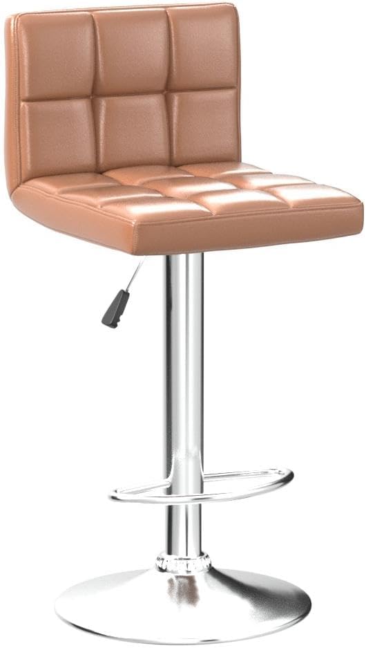 Homall Bar Stools Modern PU Leather Adjustable Swivel Barstools, Armless Hydraulic Kitchen Counter Bar Stool Extra Height Square Island Barstool with Back Set of 2 (Leather, White)